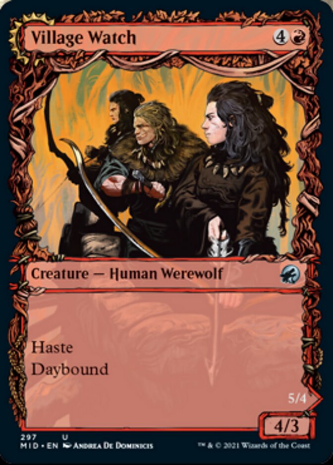 Village Watch // Village Reavers (MID-297) - Innistrad: Midnight Hunt: (Showcase, Double Faced Transform) Foil