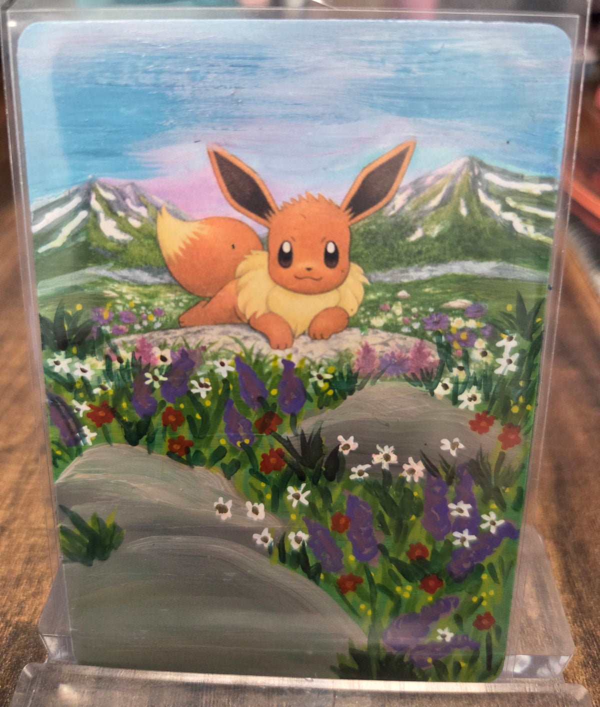 Custom Painted Eevee Pokemon Card