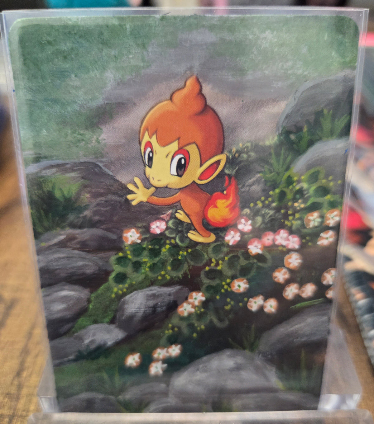 Custom Painted Pokemon Card - Chimchar