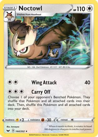 Noctowl 144/202 - SWSH01 Sword & Shield Base Set Reverse Holofoil