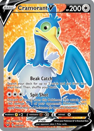 Cramorant V (Full Art) 198/202 - SWSH01 Sword & Shield Base Set Holofoil