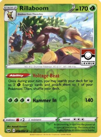 Rillaboom (Pokemon League) 014/202 - League & Championship Cards Reverse Holofoil