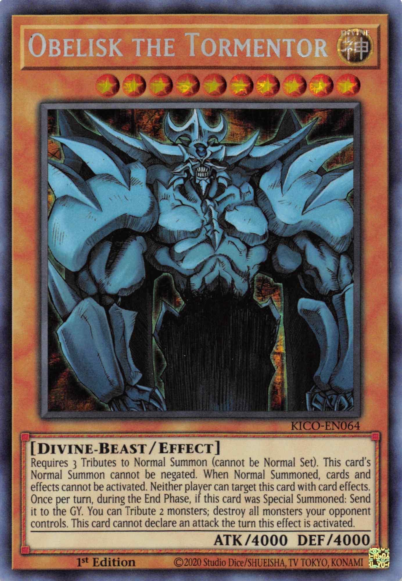 Obelisk the Tormentor (Secret Pharaoh's Rare) [KICO-EN064] Secret Pharaoh's Rare - Josh's Cards