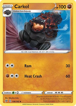 Carkol 106/192 - SWSH02 Rebel Clash Reverse Holofoil