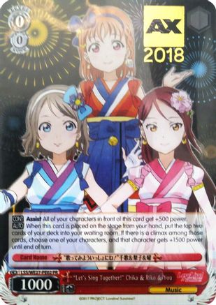 "Let's Sing Together!" Chika & Riko & You (AX 2018) (LSS/WE27-PE02 PR) - Love Live! Sunshine!! Extra Booster