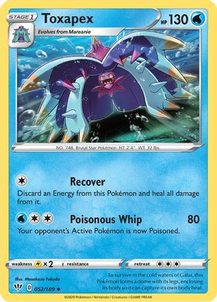 Toxapex 052/189 - SWSH03 Darkness Ablaze Reverse Holofoil