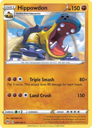 Hippowdon 094/189 - SWSH03 Darkness Ablaze Reverse Holofoil