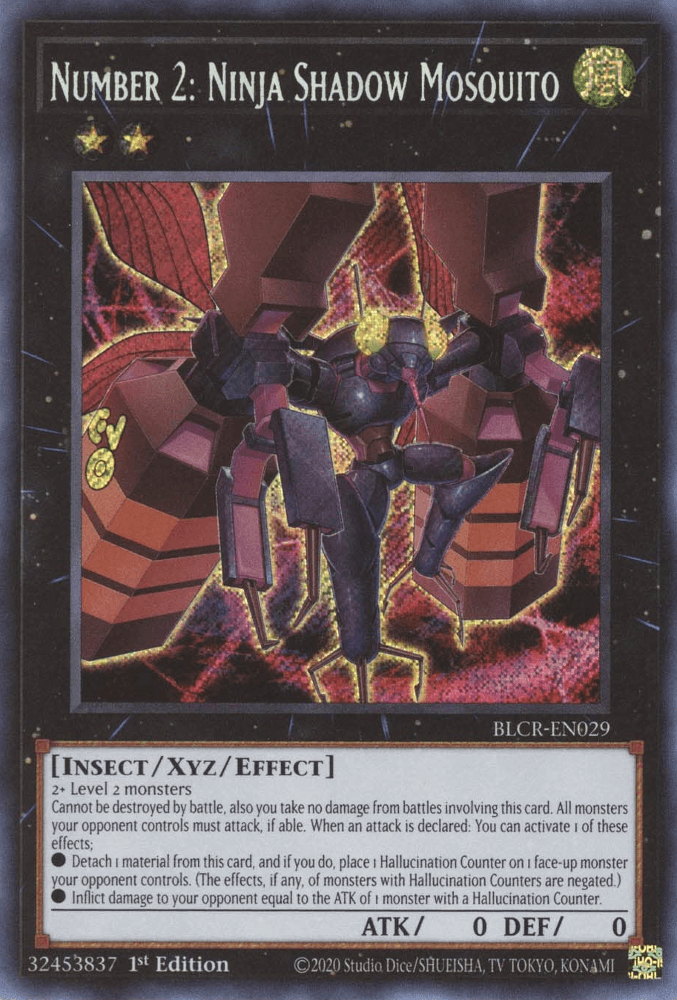Number 2: Ninja Shadow Mosquito [BLCR-EN029] Secret Rare - Josh's Cards