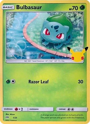 Bulbasaur 001/25 - McDonalds 25th Anniversary Promos Holofoil