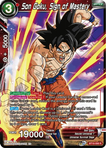 Son Goku, Sign of Mastery (BT16-006) [Realm of the Gods] Parallel Foil