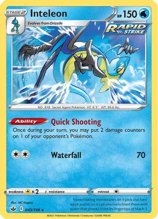 Inteleon 043/198 - SWSH06 Chilling Reign Holofoil