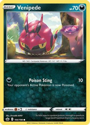 Venipede 105/198 - SWSH06 Chilling Reign Reverse Holofoil