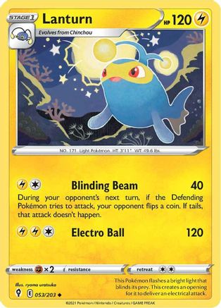 Lanturn 053/203 - SWSH07 Evolving Skies Reverse Holofoil