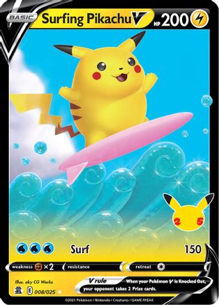 Surfing Pikachu V 008/025 - Celebrations Holofoil