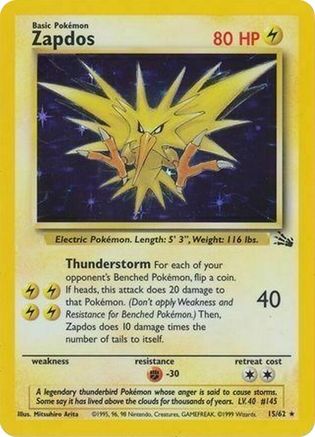 Zapdos - 15/62 (Cosmos Holo) [15] (Miscellaneous Cards & Products) Holofoil