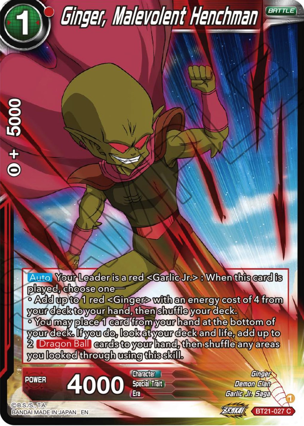 Ginger, Malevolent Henchman (BT21-027) [Wild Resurgence] Parallel Foil