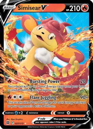 Simisear V 027/172 - SWSH09 Brilliant Stars Holofoil