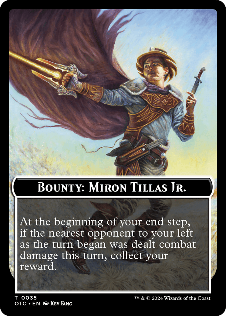 Bounty: Miron Tillas Jr. // Bounty Rules Double-Sided Token [Outlaws of Thunder Junction Commander Tokens] - Josh's Cards