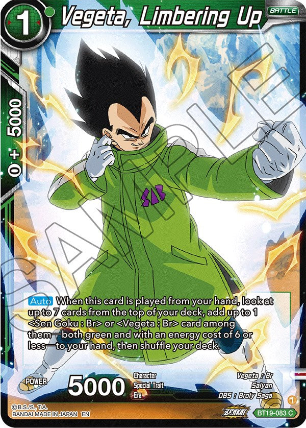 Vegeta, Limbering Up (BT19-083) [Fighter's Ambition] Parallel Foil