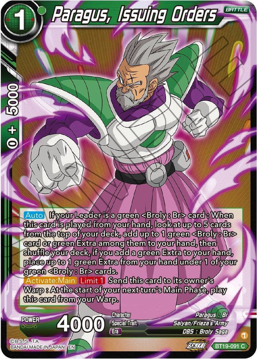 Paragus, Issuing Orders (BT19-091) [Fighter's Ambition] Parallel Foil