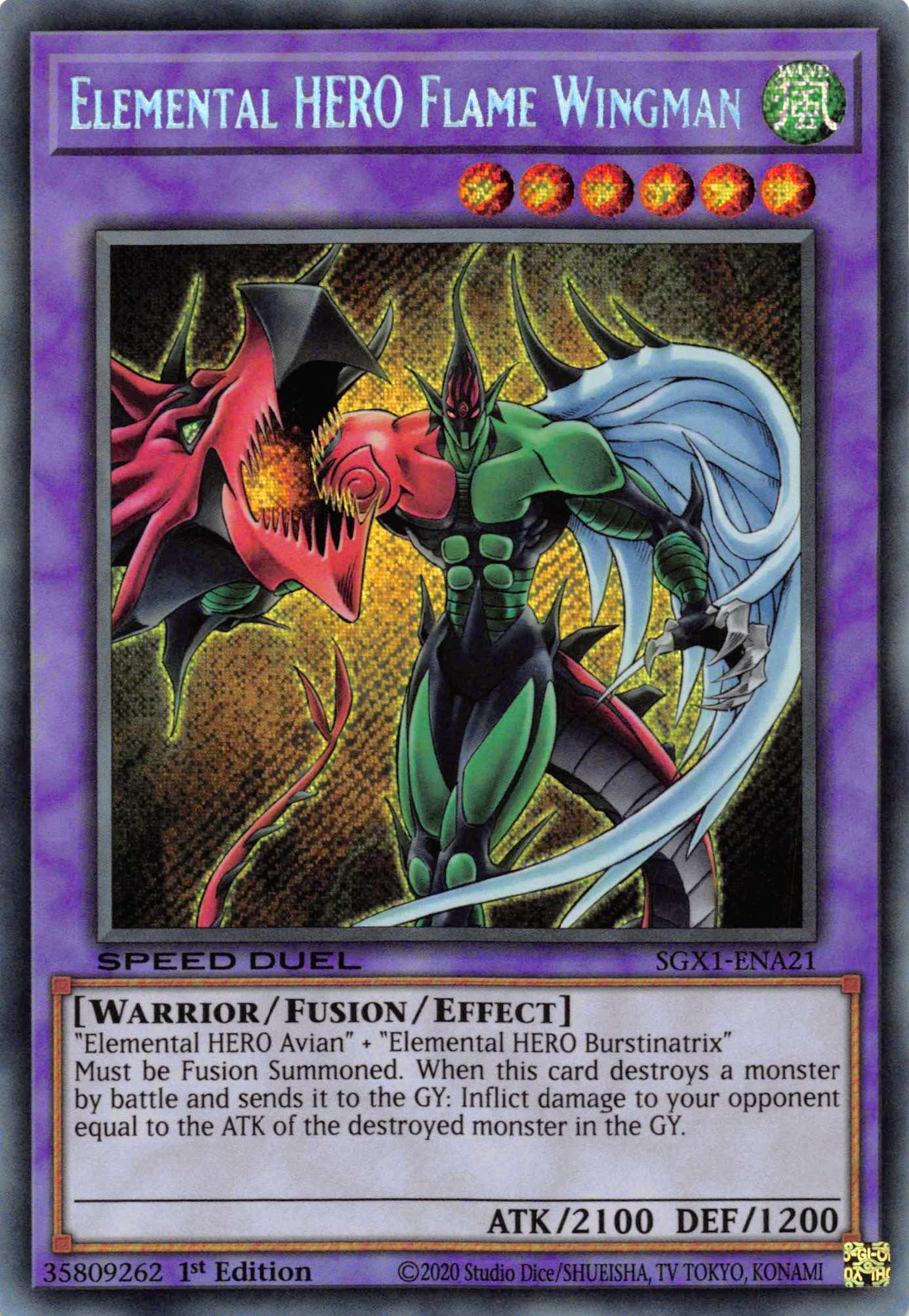 Elemental HERO Flame Wingman [SGX1-ENA21] Secret Rare - Josh's Cards