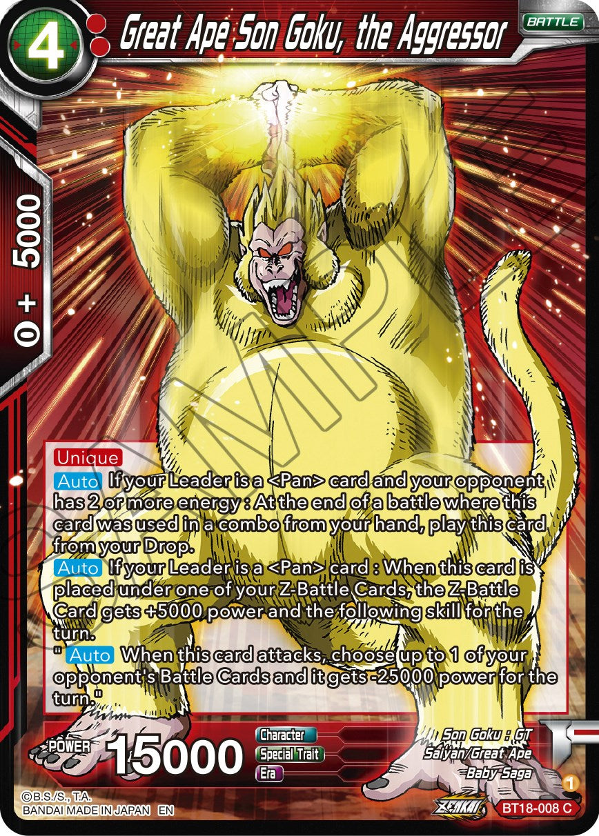 Great Ape Son Goku, the Aggressor (BT18-008) [Dawn of the Z-Legends] Parallel Foil