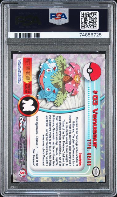 Venusaur Topps Pokemon Chrome Series 1 #3 PSA 7