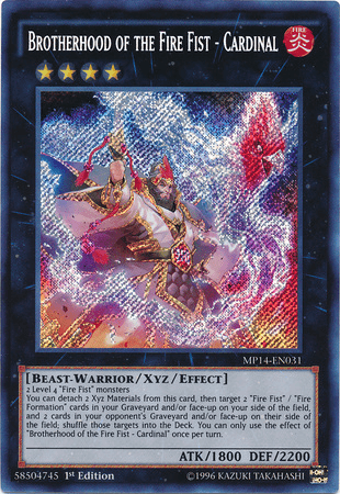 Brotherhood of the Fire Fist - Cardinal [MP14-EN031] Secret Rare - Josh's Cards