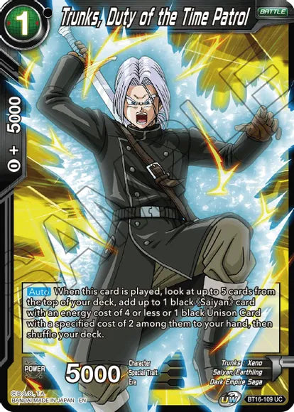 Trunks, Duty of the Time Patrol (BT16-109) [Realm of the Gods] Parallel Foil