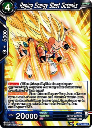 Raging Energy Blast Gotenks (BT4-034) [Colossal Warfare] Parallel Foil
