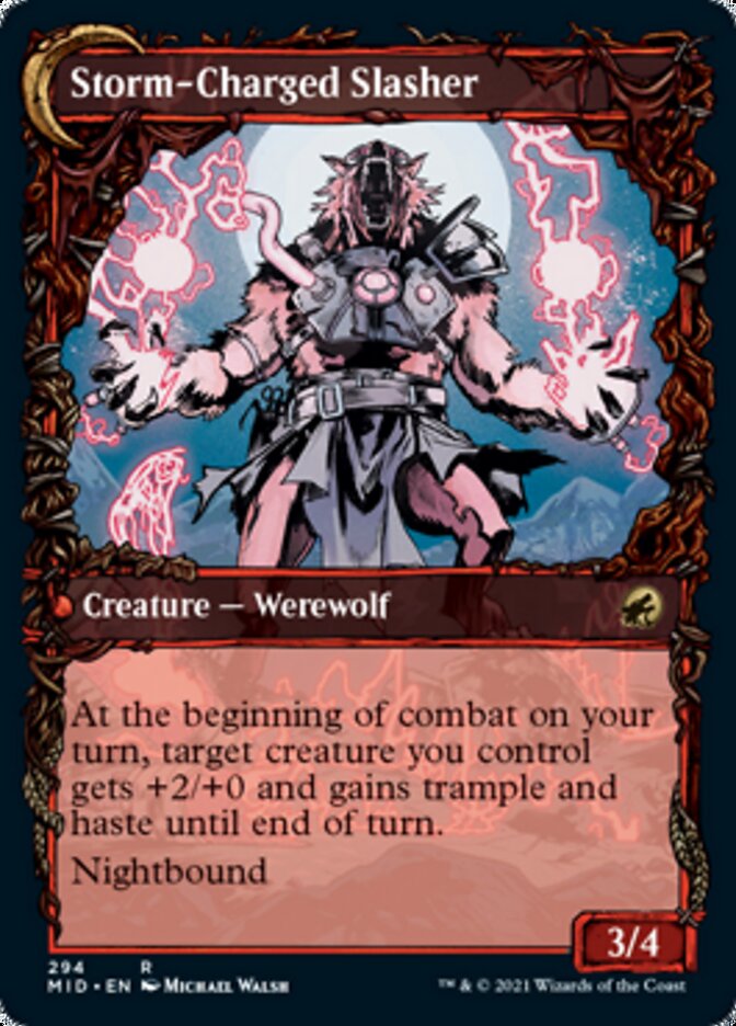 Reckless Stormseeker // Storm-Charged Slasher (MID-294) - Innistrad: Midnight Hunt: (Showcase, Double Faced Transform) Foil