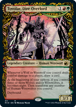Tovolar, Dire Overlord // Tovolar, the Midnight Scourge (MID-311) - Innistrad: Midnight Hunt: (Showcase, Double Faced Transform) Foil