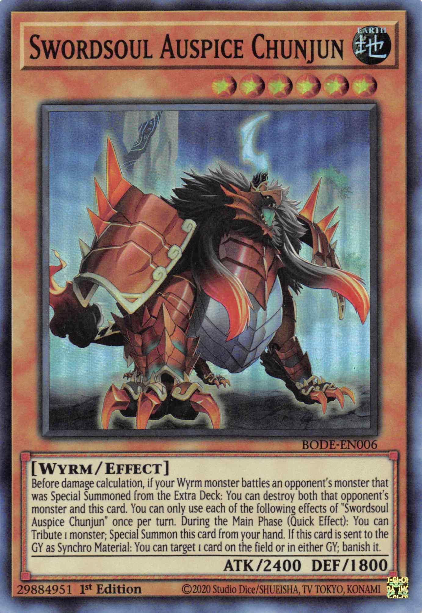 Swordsoul Auspice Chunjun [BODE-EN006] Super Rare - Josh's Cards