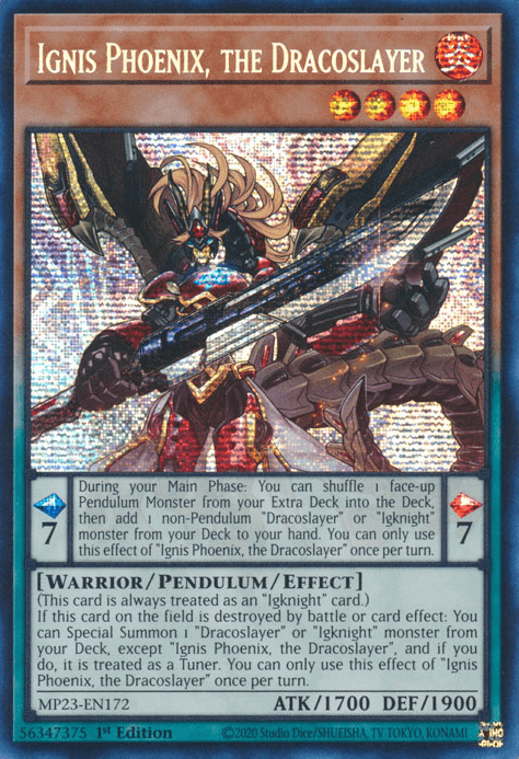 Ignis Phoenix, the Dracoslayer [MP23-EN172] Prismatic Secret Rare - Josh's Cards