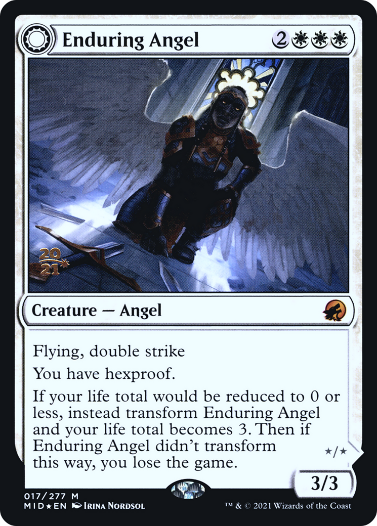 Enduring Angel // Angelic Enforcer (PRE-17S) - Innistrad: Midnight Hunt Promos: (Double Faced Transform) Foil
