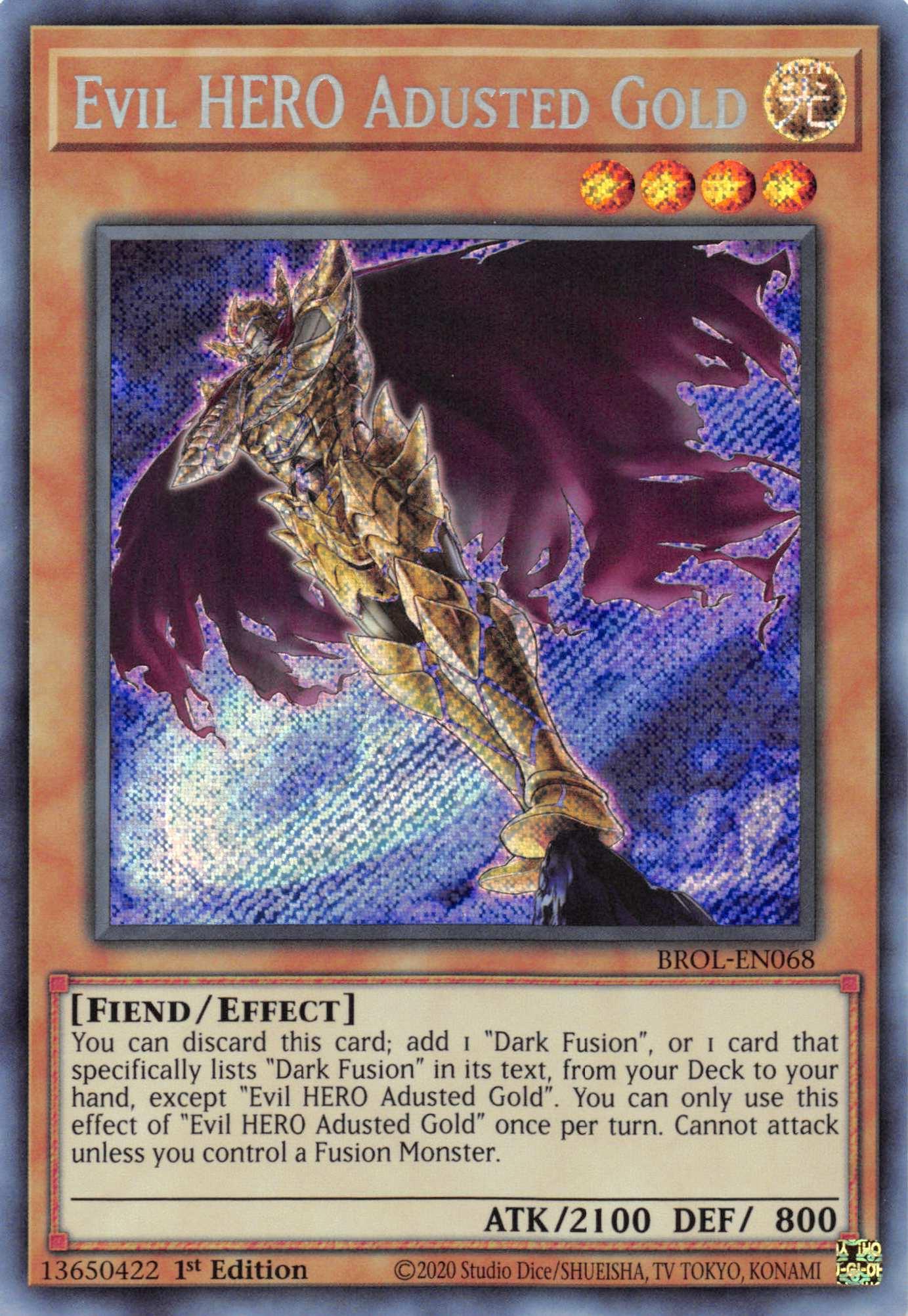 Evil HERO Adusted Gold [BROL-EN068] Secret Rare - Josh's Cards