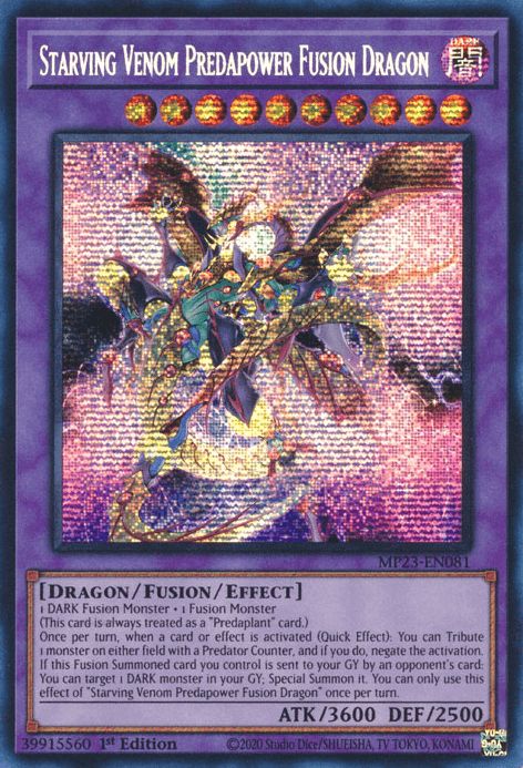 Starving Venom Predapower Fusion Dragon [MP23-EN081] Prismatic Secret Rare - Josh's Cards