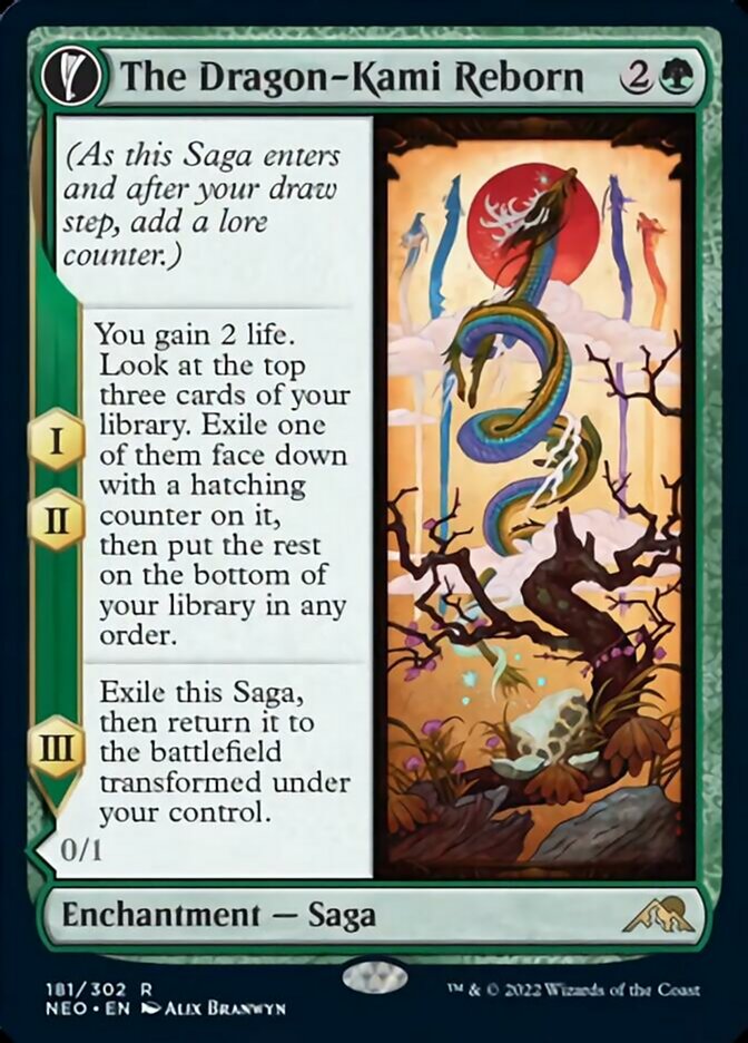 The Dragon-Kami Reborn // Dragon-Kami's Egg (NEO-181) - Kamigawa: Neon Dynasty: (fandfc, enchantment) Foil