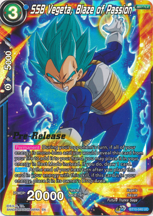 SSB Vegeta, Blaze of Passion (BT10-040) [Rise of the Unison Warrior Prerelease Promos] Parallel Foil