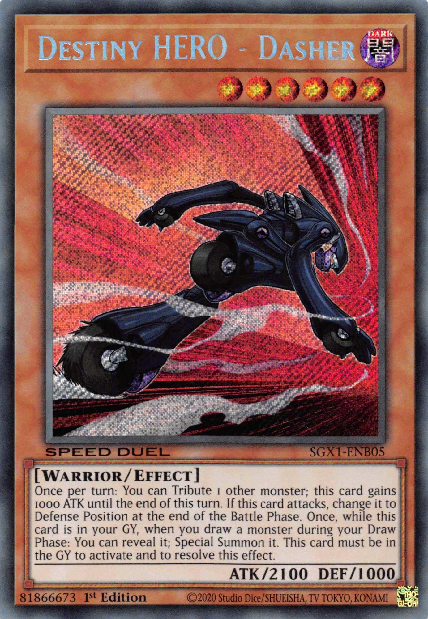Destiny HERO - Dasher [SGX1-ENB05] Secret Rare - Josh's Cards