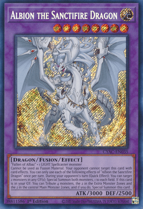Albion the Sanctifire Dragon [CYAC-EN035] Secret Rare - Josh's Cards