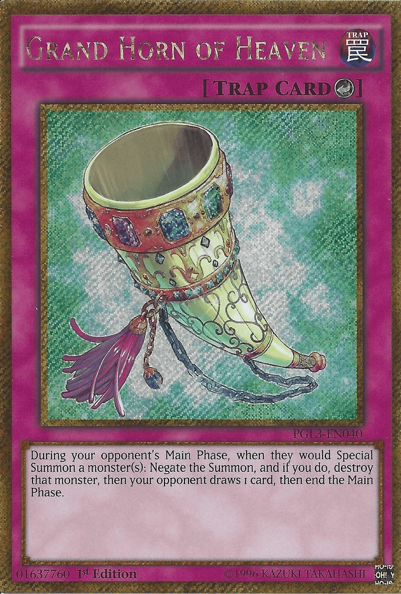 Grand Horn of Heaven [PGL3-EN040] Gold Secret Rare - Josh's Cards