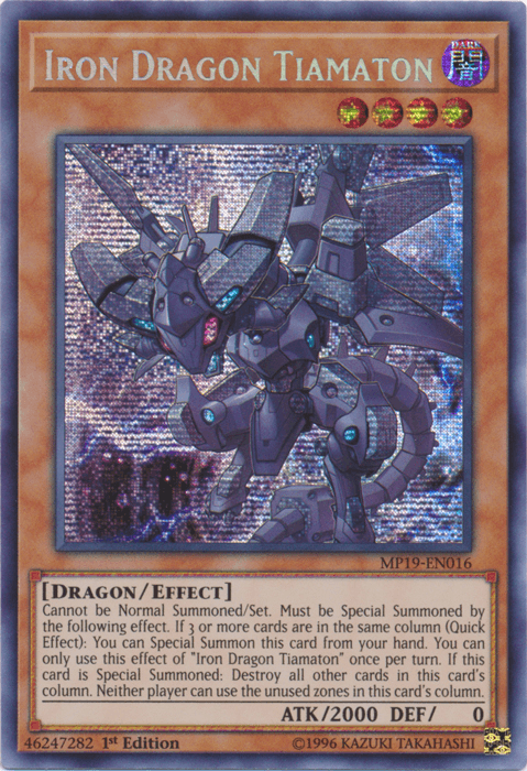 Iron Dragon Tiamaton [MP19-EN016] Prismatic Secret Rare - Josh's Cards