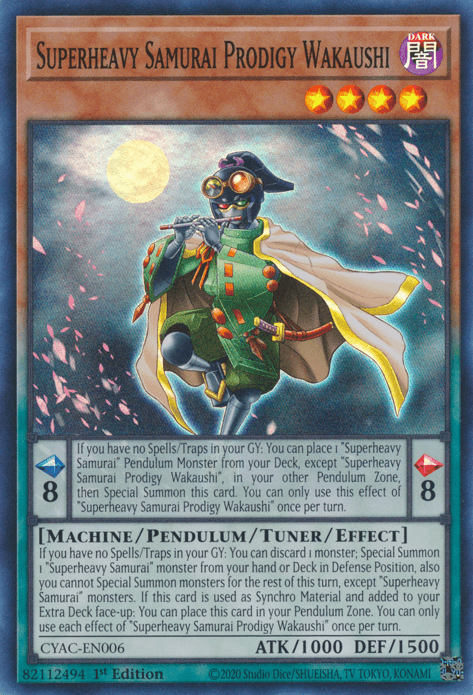 Superheavy Samurai Prodigy Wakaushi [CYAC-EN006] Super Rare - Josh's Cards