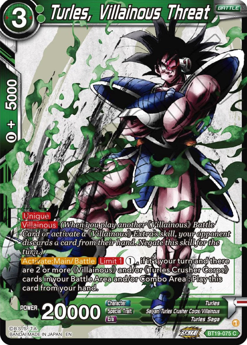 Turles, Villainous Threat (BT19-075) [Fighter's Ambition] Parallel Foil