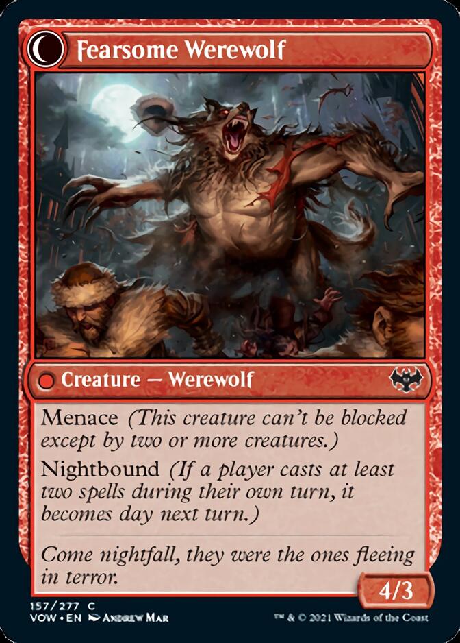 Fearful Villager // Fearsome Werewolf (VOW-157) - Innistrad: Crimson Vow: (Double Faced Transform) Foil