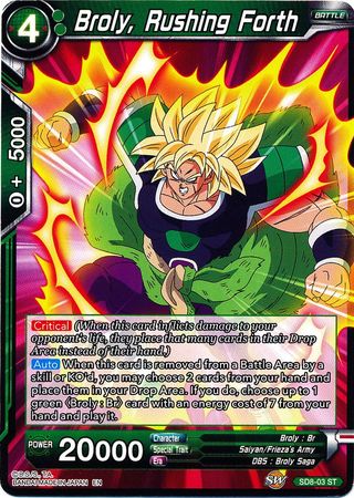 Broly, Rushing Forth (Starter Deck - Rising Broly) (SD8-03) [Destroyer Kings] Parallel Foil