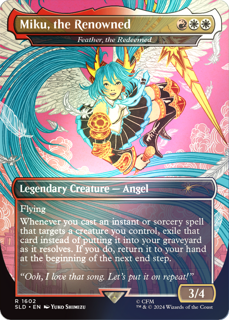 Feather, the Redeemed (SLD-1602★) - Secret Lair Drop / Miku, the Renowned (Borderless) Foil