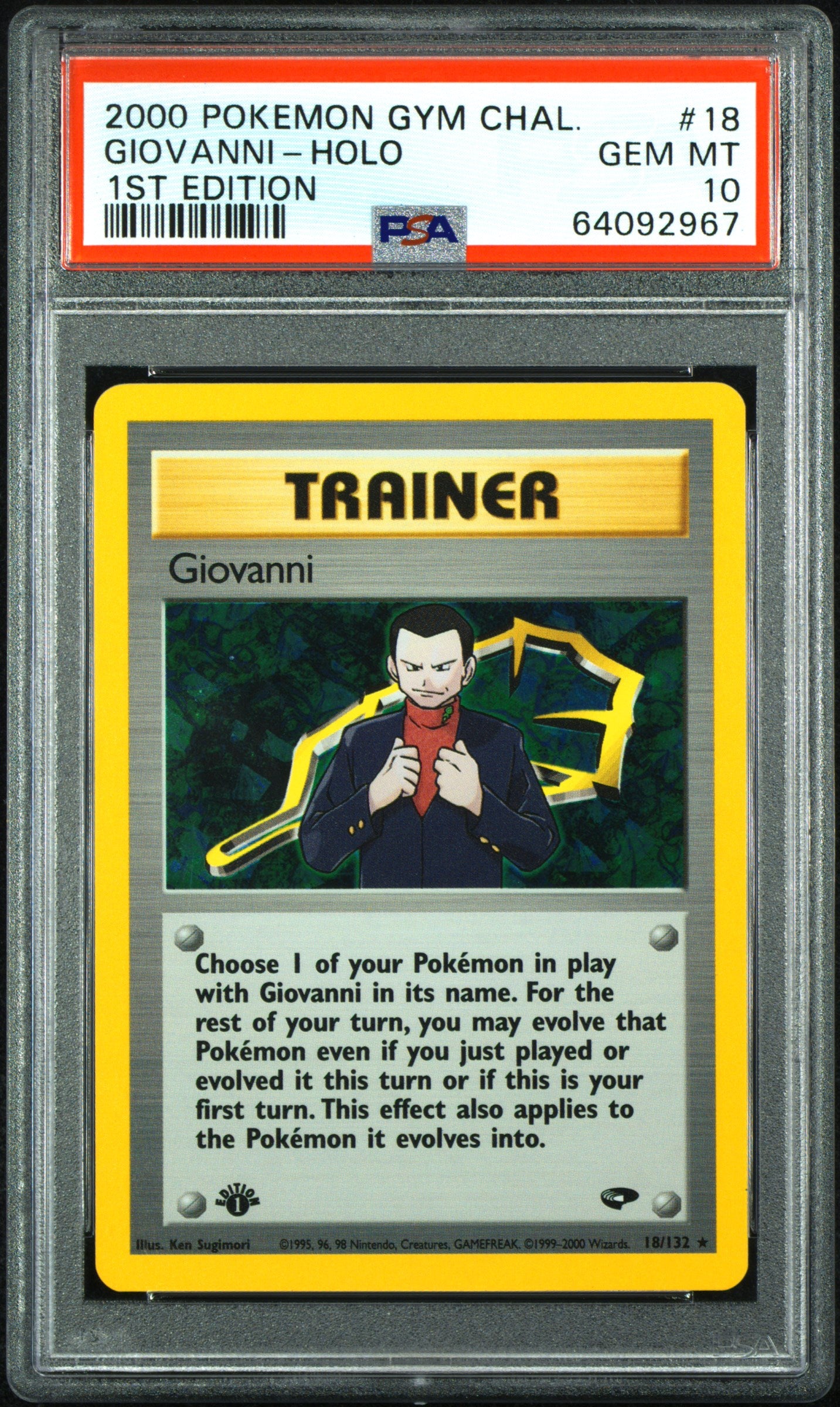 Giovanni Gym Challenge 1st Edition Holo 18/132 PSA 10