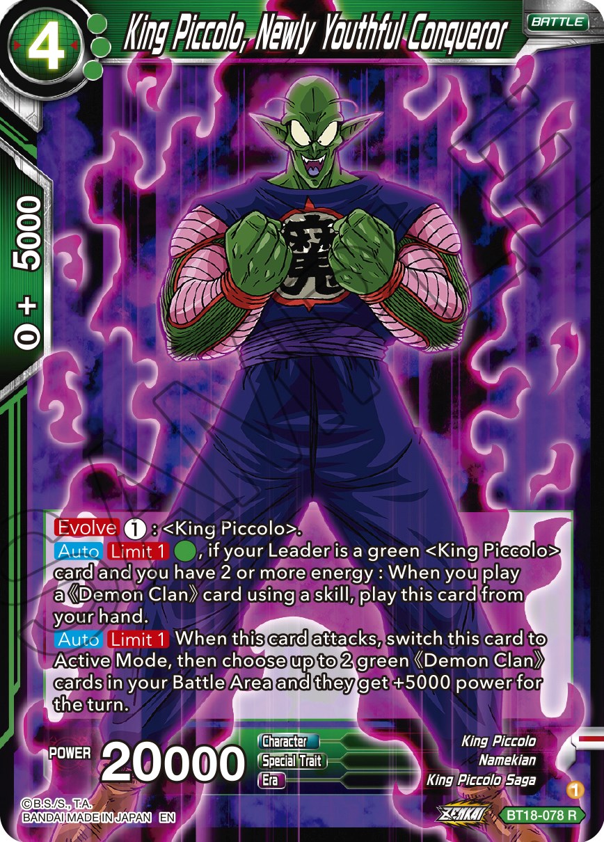 King Piccolo, Newly Youthful Conqueror (BT18-078) [Dawn of the Z-Legends] Parallel Foil
